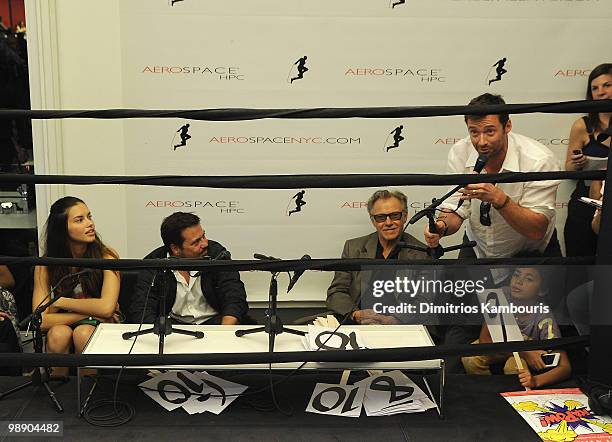 Adriana Lima, Narciso Rodriguez, Harvey Keitel and Hugh Jackman attend the 3rd Annual Aerospace Fight for Fitness Competition at the Aerospace High...