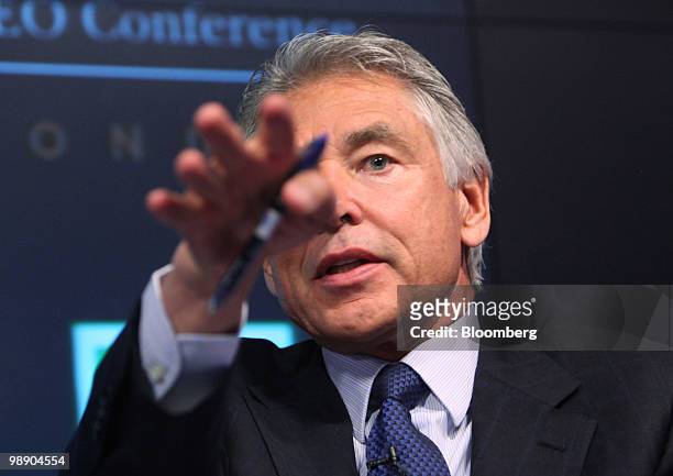 Peter Brabeck-Letmathe, chairman of Nestle SA, gestures during the Committee Encouraging Corporate Philanthropy conference in London, U.K., on...