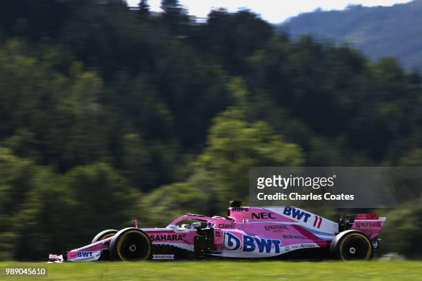 Sergio Perez of Mexico driving the Sahara Force India F1 Team VJM11 Mercedes on track during the Formula One Grand Prix of Austria at Red Bull Ring...