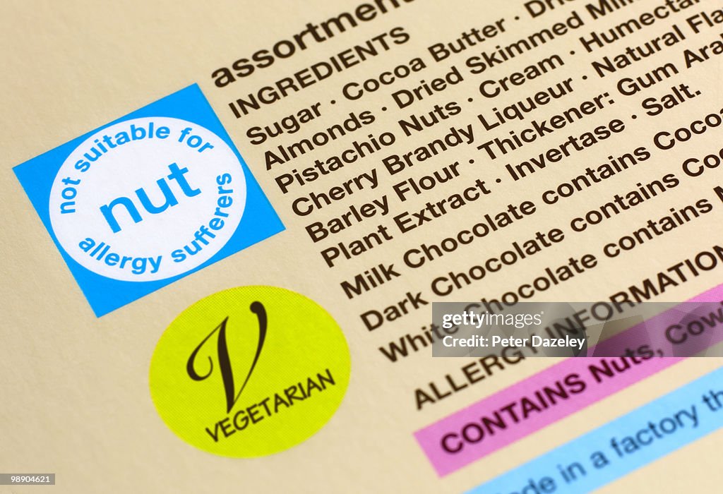 Nut allergy packaging warning