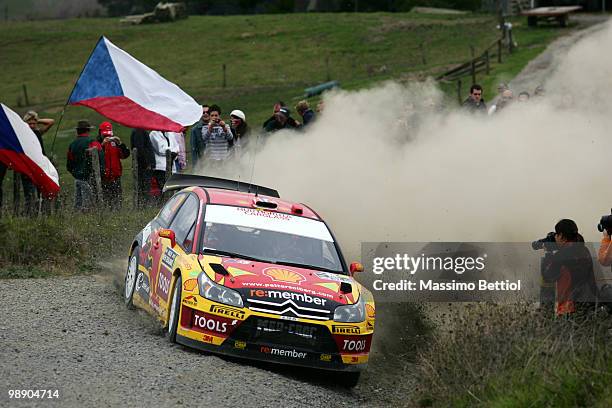 Petter Solberg of Norway and co-driver Phil Mills of Great Britain drive their Citroen C4 during Leg1 of the WRC Rally of New Zealand on May 7, 2010...