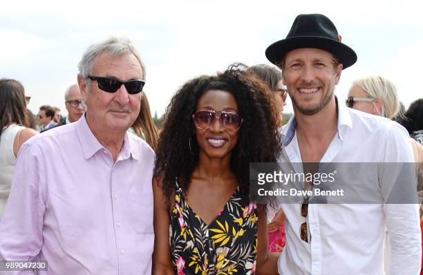 Nick Mason, Beverley Knight and Rick Parfitt Jnr attend the Audi Polo Challenge at Coworth Park Polo Club on July 1, 2018 in Ascot, England.