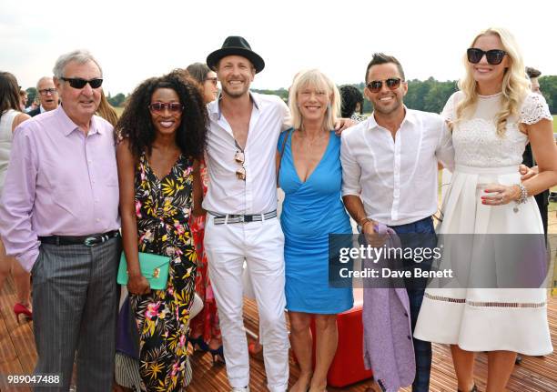 Nick Mason, Beverley Knight, Rick Parfitt Jnr, Annette Mason, James O'Keefe and Rachel Parfitt attend the Audi Polo Challenge at Coworth Park Polo...