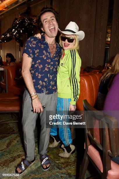 Nick Grimshaw and Pam Hogg attend The Grimmy Brunch Series at Sexy Fish on July 1, 2018 in London, England.