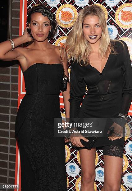 Models Selita Ebanks and Jessica Hart arrive at Kastel for Rosario Dawson's Birthday Party at Trump Soho Hotel on May 6, 2010 in New York City.