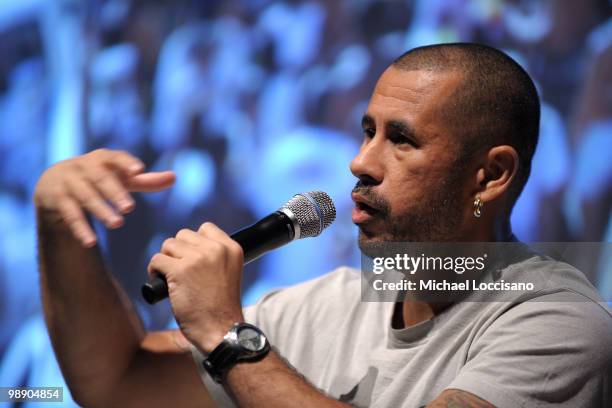 Founder of the AfroReggae Project Jose Junior addresses the audience during the 2010 Courage Forum with Sir Richard Branson & Philippe Petit...