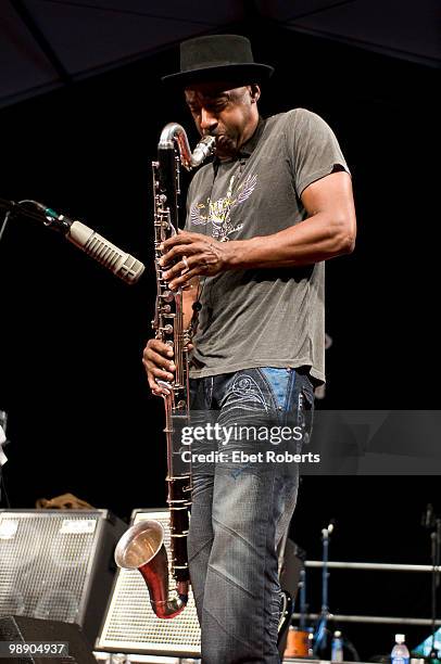 Marcus Miller performing at the New Orleans Jazz & Heritage Festival on May 1, 2010 in New Orleans, Louisiana.