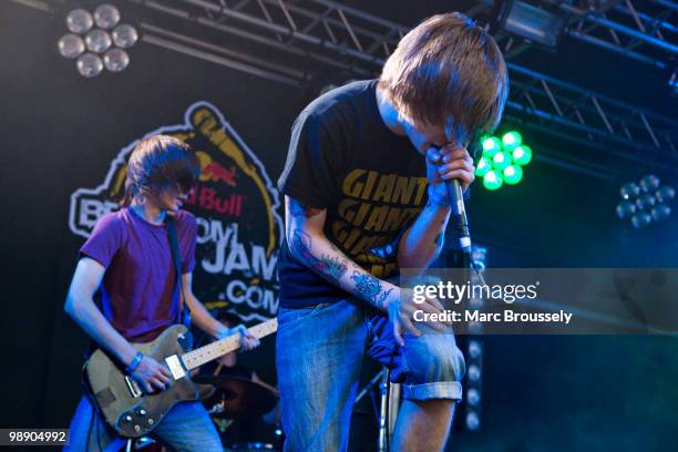 Alfie Scully and Dan Brown of We Are The Ocean perform on the RedBull Bedroom Jam stage during day two of The Camden Crawl on May 1, 2010 in London,...