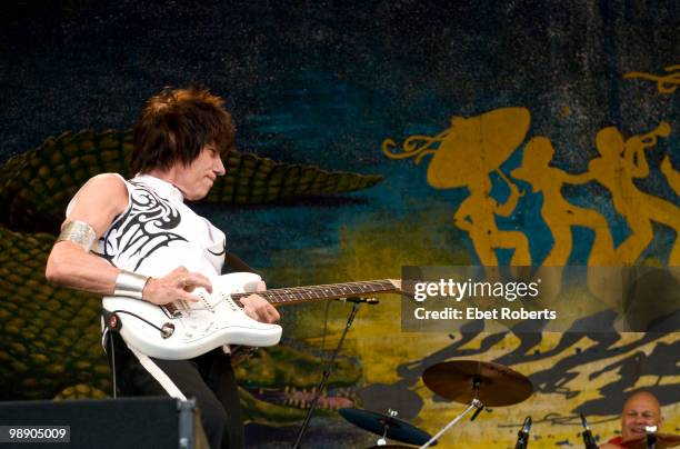 Jeff Beck performing at the New Orleans Jazz & Heritage Festival on May 1, 2010 in New Orleans, Louisiana.