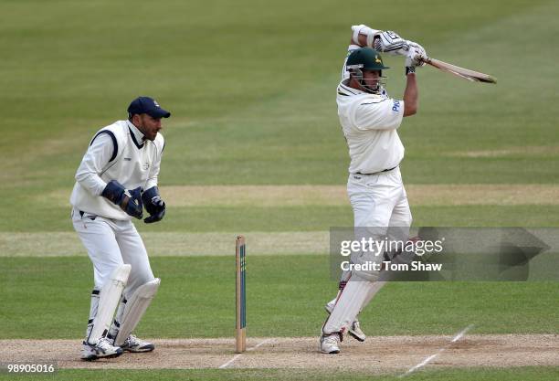 Mark Wagh of Nottinghamshire hits out during the LV County Championship match between Hampshire and Nottinghamshire at The Rose Bowl on May 7, 2010...