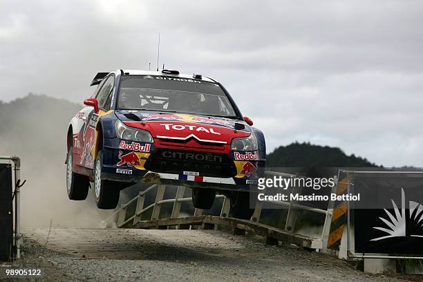 Sebastien Loeb of France and co-driver Daniel Elena of Monaco drive their Citroen C4 Total during Leg1 of the WRC Rally of New Zealand on May 7, 2010...
