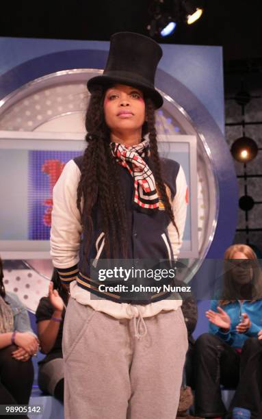 Erykah Badu visits BET's "106 & Park" at BET Studios on March 29, 2010 in New York City.