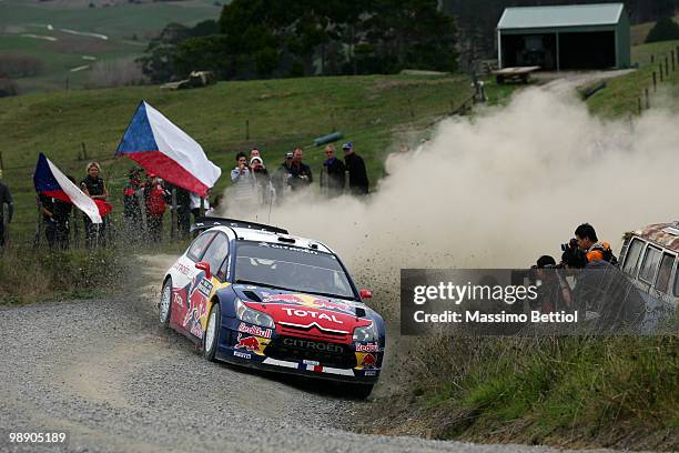 Sebastien Loeb of France and co-driver Daniel Elena of Monaco drive their Citroen C4 Total during Leg1 of the WRC Rally of New Zealand on May 7, 2010...