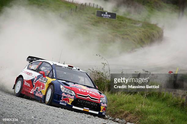 Daniel Sordo of Spain and co-driver Marc Marti of Spain drive their Citroen C4 Total during Leg1 of the WRC Rally of New Zealand on May 7, 2010 in...