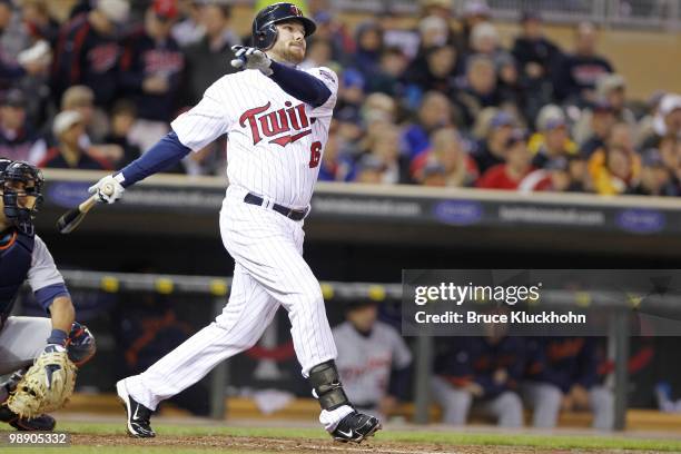 Jason Kubel of the Minnesota Twins bats against the Detroit Tigers on May 3, 2010 at Target Field in Minneapolis, Minnesota. The Twins won 10-4.