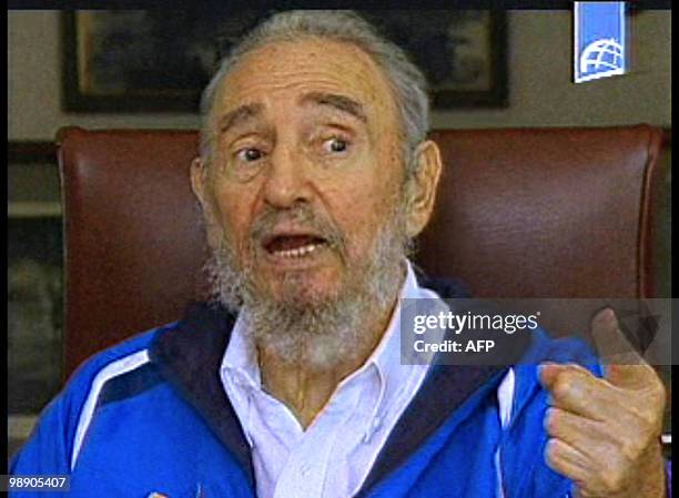 Grab from a video shot on August 22, 2009 and released by the Cuban TV on August 23, 2009 in Havana of Cuban leader Fidel Castro. Castro, who is...