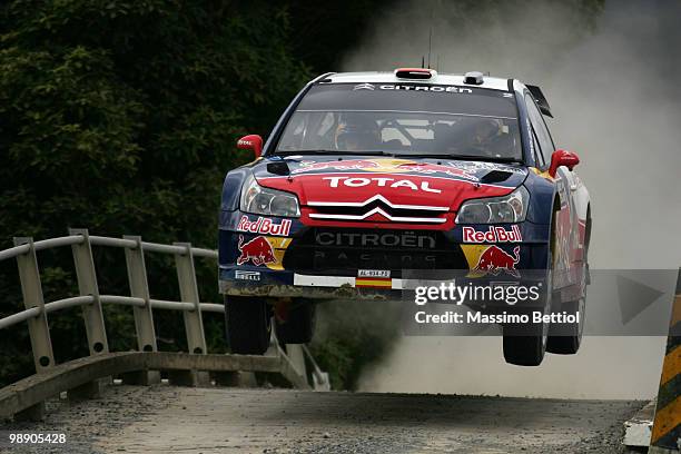 Daniel Sordo of Spain and co-driver Marc Marti of Spain drive their Citroen C4 Total during Leg1 of the WRC Rally of New Zealand on May 7, 2010 in...