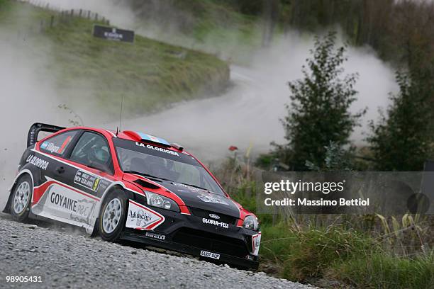 Federico Villagra of Argentina and co-driver Jorge Perez Companc of Argentina drive their Munchis Ford Focus during Leg1 of the WRC Rally of New...