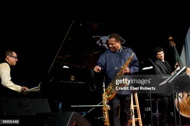 Danilo Perez, Wayne Shorter and and John Patitucci performing at the New Orleans Jazz & Heritage Festival on May 2, 2010 in New Orleans, Louisiana.