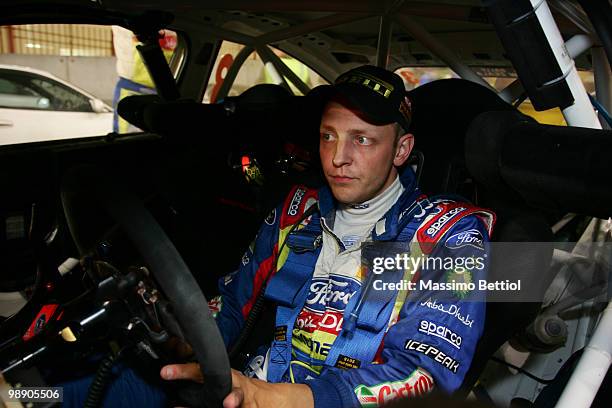 Mikko Hirvonen of Finland in the last Service area at the end of Leg1 of the WRC Rally of New Zealand on May 7, 2010 in Whangarei, New Zealand.