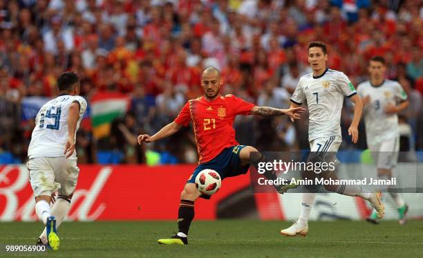 David Silva of spain in action during the 2018 FIFA World Cup Russia Round of 16 match between Spain and Russia at Luzhniki Stadium on July 1, 2018...