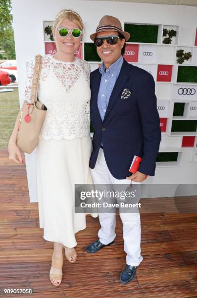 Meredith Ostrom and Alexander Barani attend the Audi Polo Challenge at Coworth Park Polo Club on July 1, 2018 in Ascot, England.