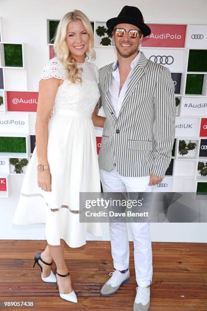 Rachel Parfitt and Rick Parfitt Jr attend the Audi Polo Challenge at Coworth Park Polo Club on July 1, 2018 in Ascot, England.