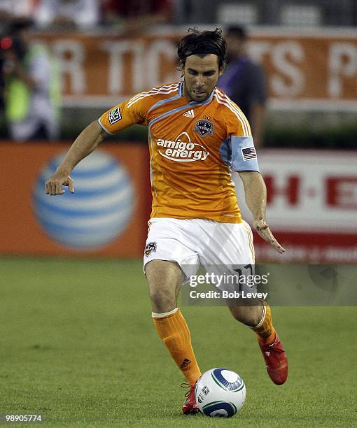 Mike Chabala of the Houston Dynamo brings the ball up against FC Dallas at Robertson Stadium on May 5, 2010 in Houston, Texas.