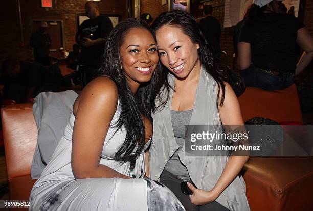 Model Esther Baxter and Hot 97 radio personality Miss Info attend Celebrity Strikeout at Harlem Lanes on May 6, 2010 in New York City.