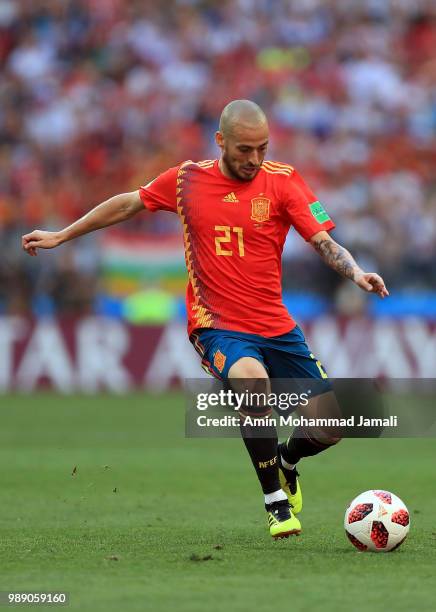 David Silva of spain in action during the 2018 FIFA World Cup Russia Round of 16 match between Spain and Russia at Luzhniki Stadium on July 1, 2018...