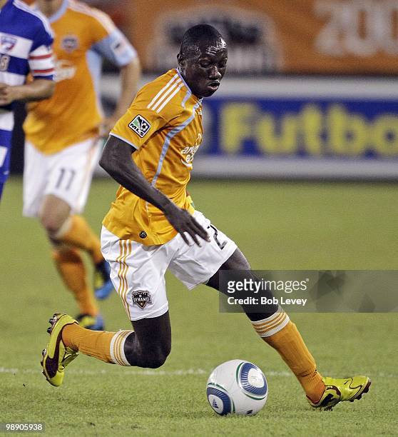 Dominic Oduro of the Houston Dynamo controls the ball against FC Dallas at Robertson Stadium on May 5, 2010 in Houston, Texas.