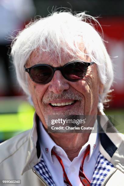 Bernie Ecclestone, Chairman Emeritus of the Formula One Group, looks on in the Paddock before the Formula One Grand Prix of Austria at Red Bull Ring...