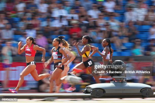 Jodie Williams of Great Britain in action during the women's 200m final during Day Two of the Muller British Athletics Championships at the Alexander...