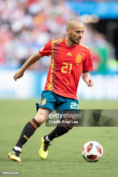 David Silva of Spain in action during the 2018 FIFA World Cup Russia Round of 16 match between Spain and Russia at Luzhniki Stadium on July 1, 2018...