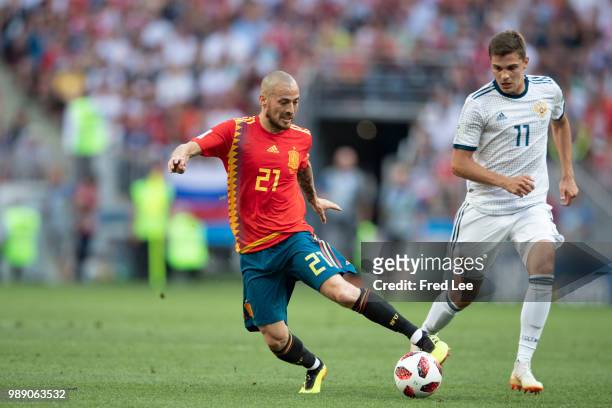 David Silva of Spain in action during the 2018 FIFA World Cup Russia Round of 16 match between Spain and Russia at Luzhniki Stadium on July 1, 2018...
