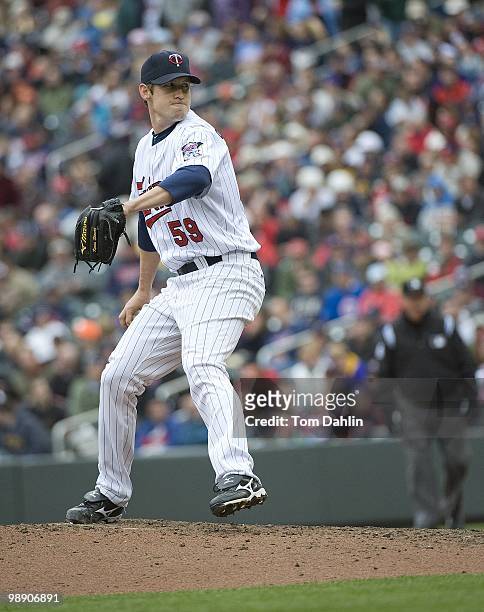 Kevin Slowey of the Minnesota Twins pitches against the Detroit Tigers at Target Field on May 5, 2010 in Minneapolis, MN.