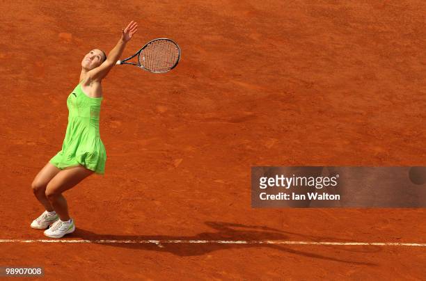 Jelena Jankovic of Serbia in action againts Serena Williams of USA during Day Five of the Sony Ericsson WTA Tour at the Foro Italico Tennis Centre on...