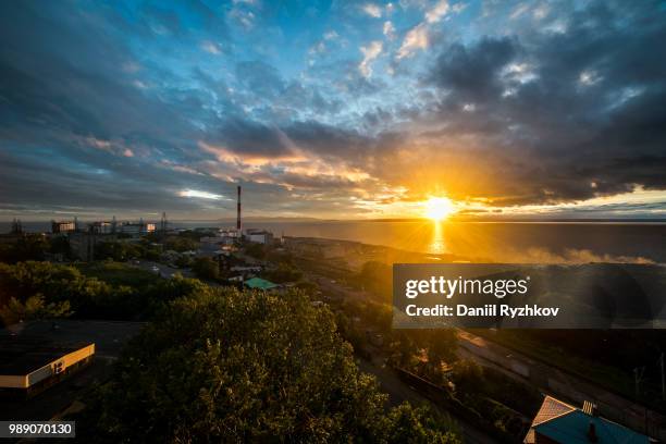 sunset in vladivostok - ryzhkov stock pictures, royalty-free photos & images