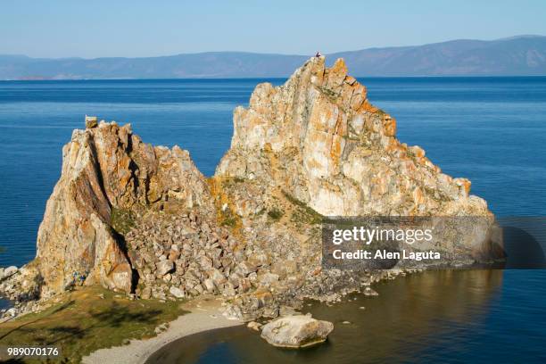 cape burhan - shaman rock on olkhon island. baikal - olkhon island stock pictures, royalty-free photos & images