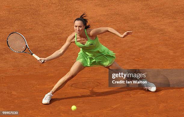 Jelena Jankovic of Serbia in action againts Serena Williams of USA during Day Five of the Sony Ericsson WTA Tour at the Foro Italico Tennis Centre on...