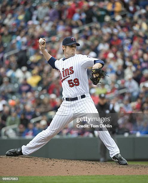 Kevin Slowey of the Minnesota Twins pitches against the Detroit Tigers at Target Field on May 5, 2010 in Minneapolis, MN.