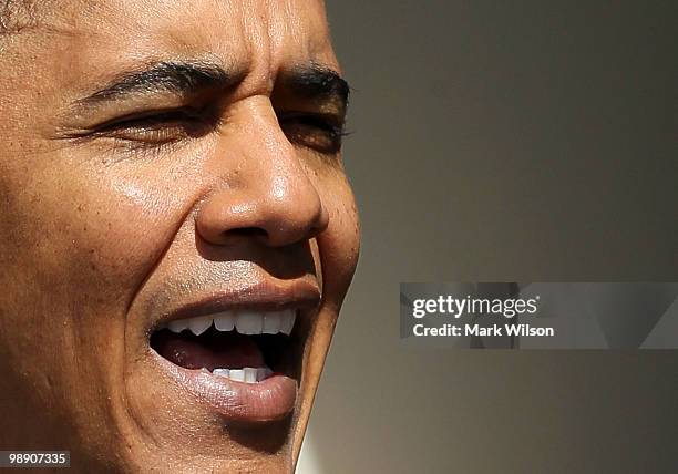 President Barack Obama speaks about jobs at the White House on May 7, 2010 in Washington, DC. President Obama announced that figures for February and...