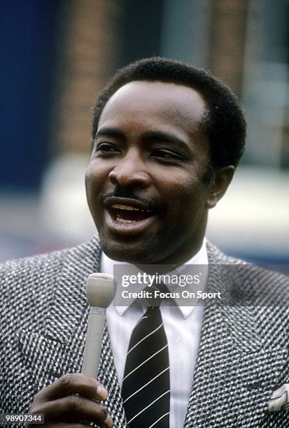 Former Cincinnati Reds second baseman and now Baseball television analyst Joe Morgan in this portrait circa late1980's before a Major League Baseball...