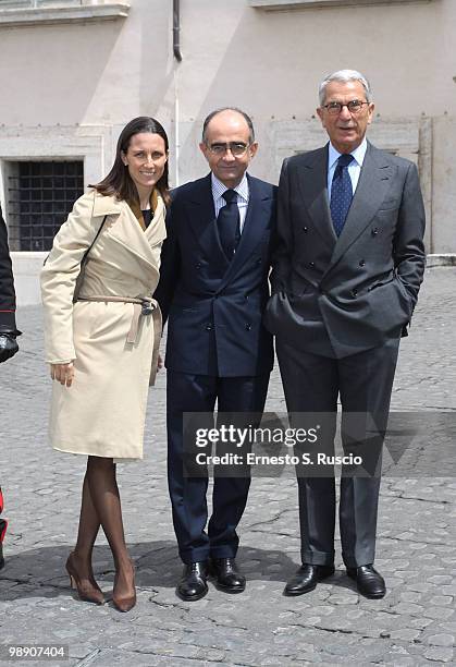Carlo Rossella, Giancarlo Leone and wife attend the David di Donatello nominations at Quirinale on May 7, 2010 in Rome, Italy.
