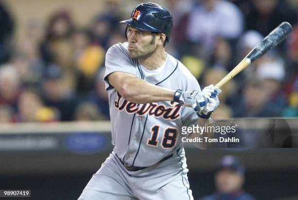 Johnny Damon of the Detroit Tigers prepares to swing during a game against the Minnesota Twins at Target Field on May 3, 2010 in Minneapolis, MN.