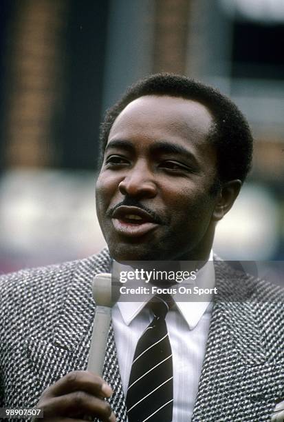 Former Cincinnati Reds second baseman and now Baseball television analyst Joe Morgan in this portrait circa late1980's before a Major League Baseball...