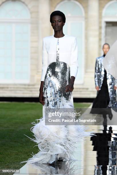 Model walks the runway during the Givenchy Haute Couture Fall Winter 2018/2019 show as part of Paris Fashion Week on July 1, 2018 in Paris, France.