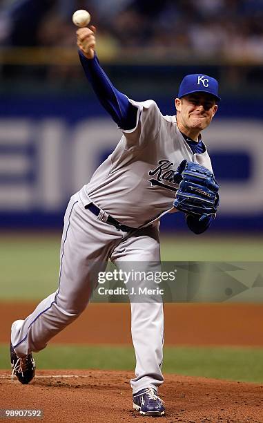 Pitcher Brian Bannister of the Kansas City Royals pitches against the Tampa Bay Rays during the game at Tropicana Field on April 30, 2010 in St....