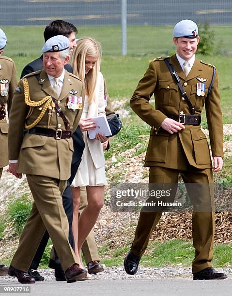 Prince Charles, Prince of Wales, Chelsy Davy and Prince Harry leave after Prince Harry received his flying badges at the Museum of Army Flying on May...