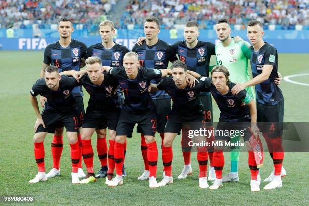 Croatia national team players pose for a photo during the 2018 FIFA World Cup Russia Round of 16 match between Croatia and Denmark at Nizhny Novgorod...